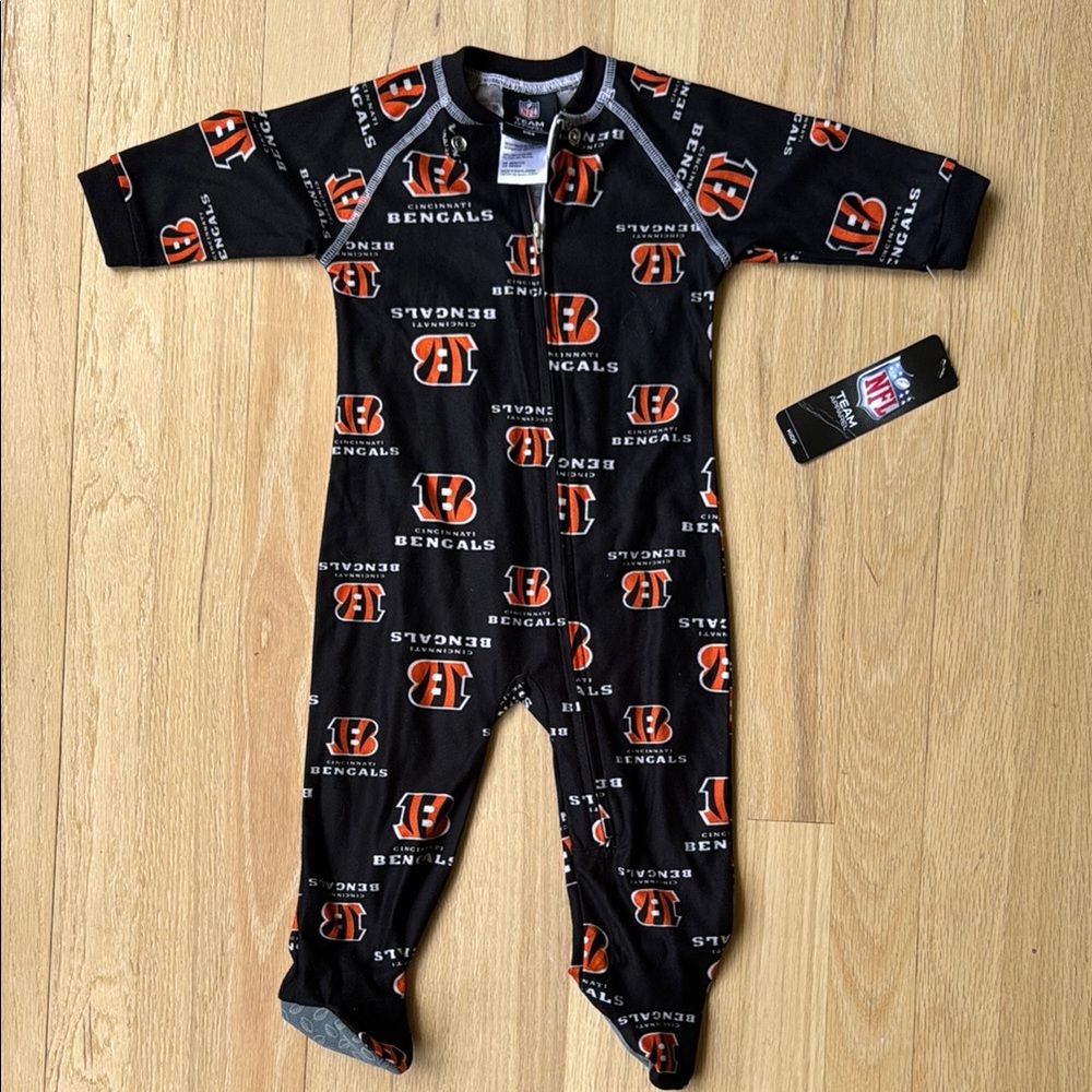 Bengals NFL Black One Piece Footies with Team Logos
